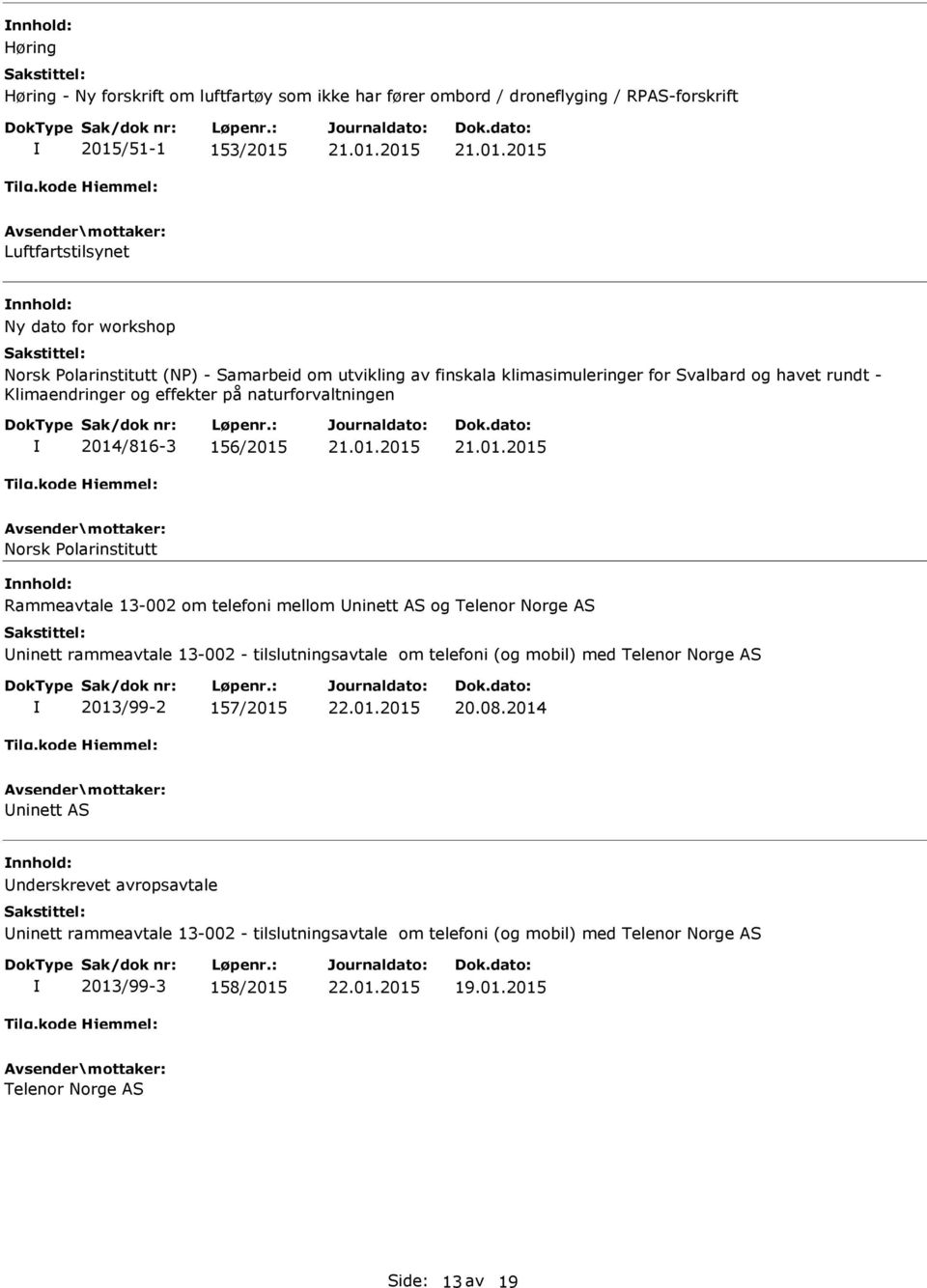 Rammeavtale 13-002 om telefoni mellom ninett AS og Telenor Norge AS ninett rammeavtale 13-002 - tilslutningsavtale om telefoni (og mobil) med Telenor Norge AS 2013/99-2 157/2015 20.