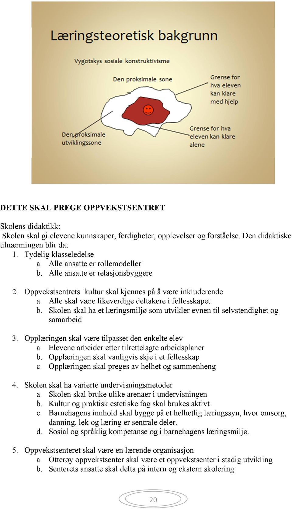 Skolen skal ha et læringsmiljø som utvikler evnen til selvstendighet og samarbeid 3. Opplæringen skal være tilpasset den enkelte elev a. Elevene arbeider etter tilrettelagte arbeidsplaner b.