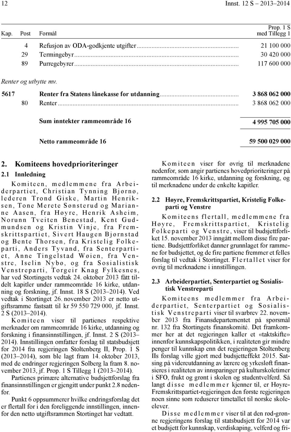 1 Innledning Komiteen, medlemmene fra Arbeiderpartiet, Christian Tynning Bjørnø, lederen Trond Giske, Martin Henriksen, Tone Merete Sønsterud og Marianne Aasen, fra Høyre, Henrik Asheim, Norunn