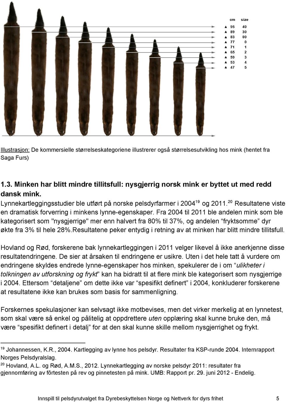 Resultatene viste en dramatisk forverring i minkens lynne egenskaper.