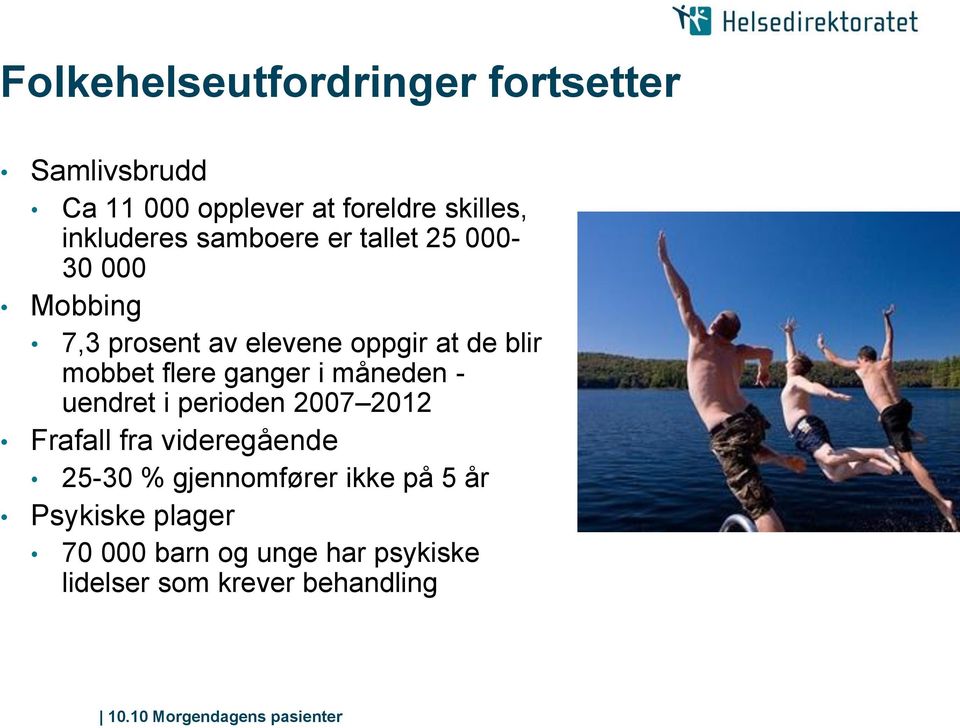 mobbet flere ganger i måneden - uendret i perioden 2007 2012 Frafall fra videregående 25-30 %