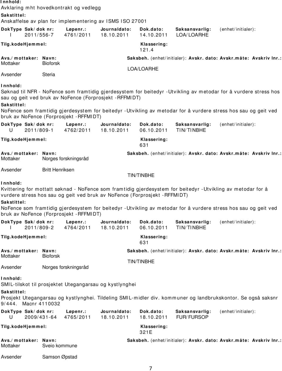 framtidig gjerdesystem for beitedyr -Utvikling av metodar for å vurdere stress hos sau og geit ved bruk av NoFence (Forprosjekt -RFFMIDT) U 2011/809-1 4762/2011 18.10.