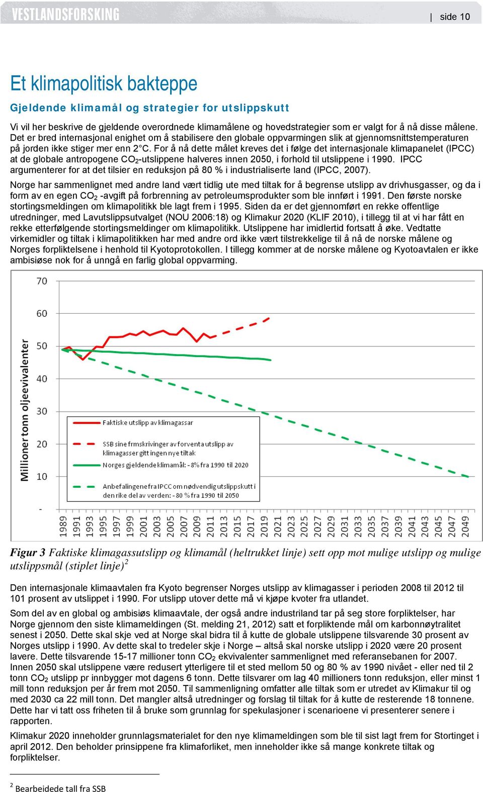 For å nå dette målet kreves det i følge det internasjonale klimapanelet (IPCC) at de globale antropogene CO 2 -utslippene halveres innen 2050, i forhold til utslippene i 1990.