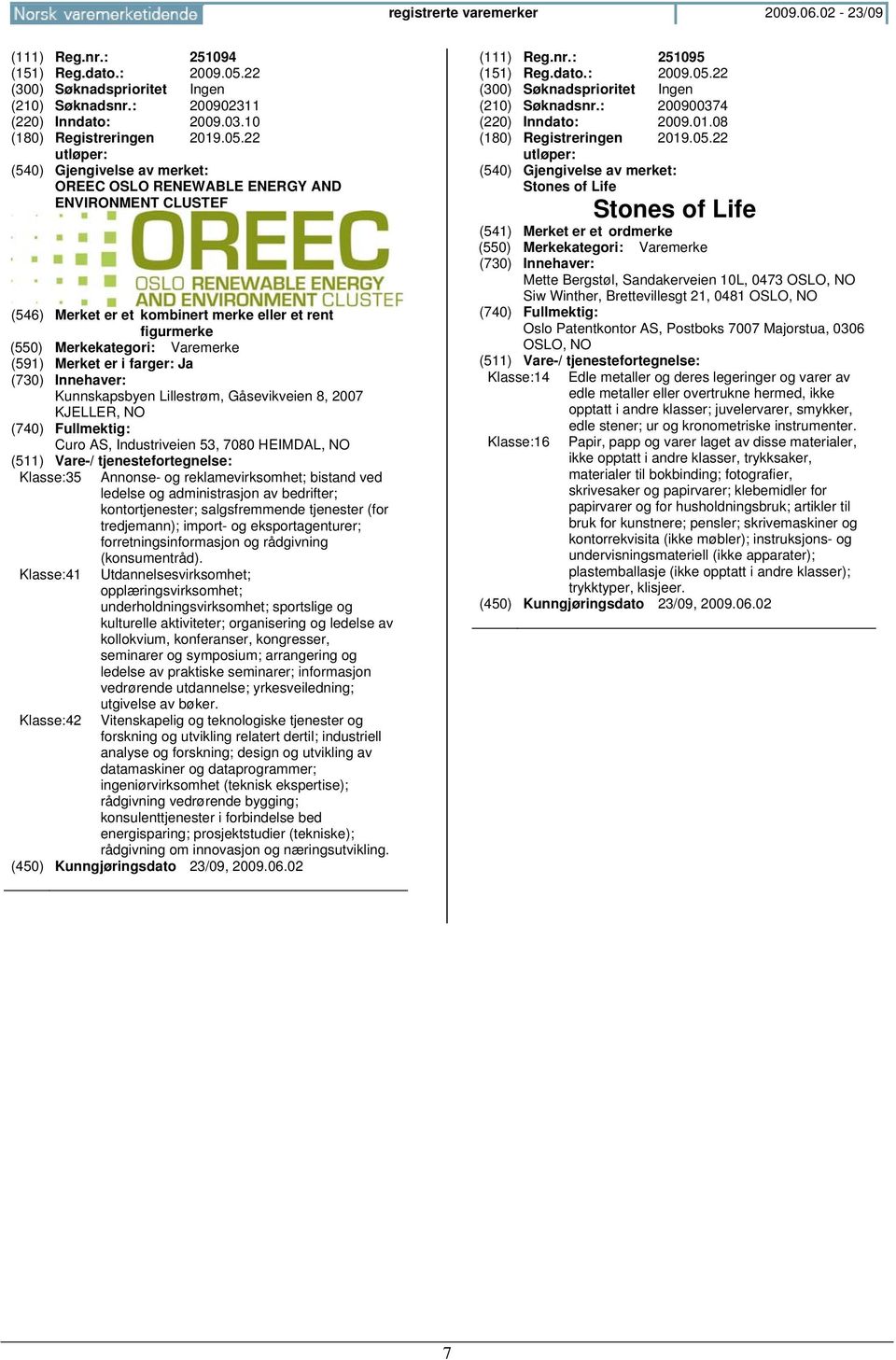 22 OREEC OSLO RENEWABLE ENERGY AND ENVIRONMENT CLUSTEF (546) Merket er et kombinert merke eller et rent figurmerke (591) Merket er i farger: Ja Kunnskapsbyen Lillestrøm, Gåsevikveien 8, 2007 KJELLER,