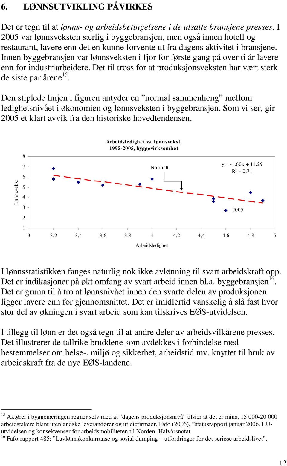 Innen byggebransjen var lønnsveksten i fjor for første gang på over ti år lavere enn for industriarbeidere. Det til tross for at produksjonsveksten har vært sterk de siste par årene 15.