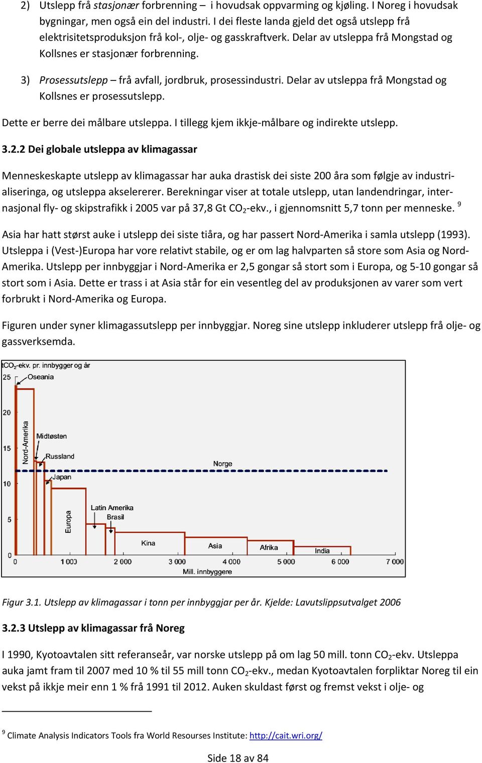 3) Prosessutslepp frå avfall, jordbruk, prosessindustri. Delar av utsleppa frå Mongstad og Kollsnes er prosessutslepp. Dette er berre dei målbare utsleppa.