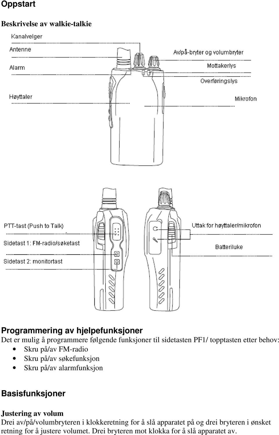 på/av alarmfunksjon Basisfunksjoner Justering av volum Drei av/på/volumbryteren i klokkeretning for å slå