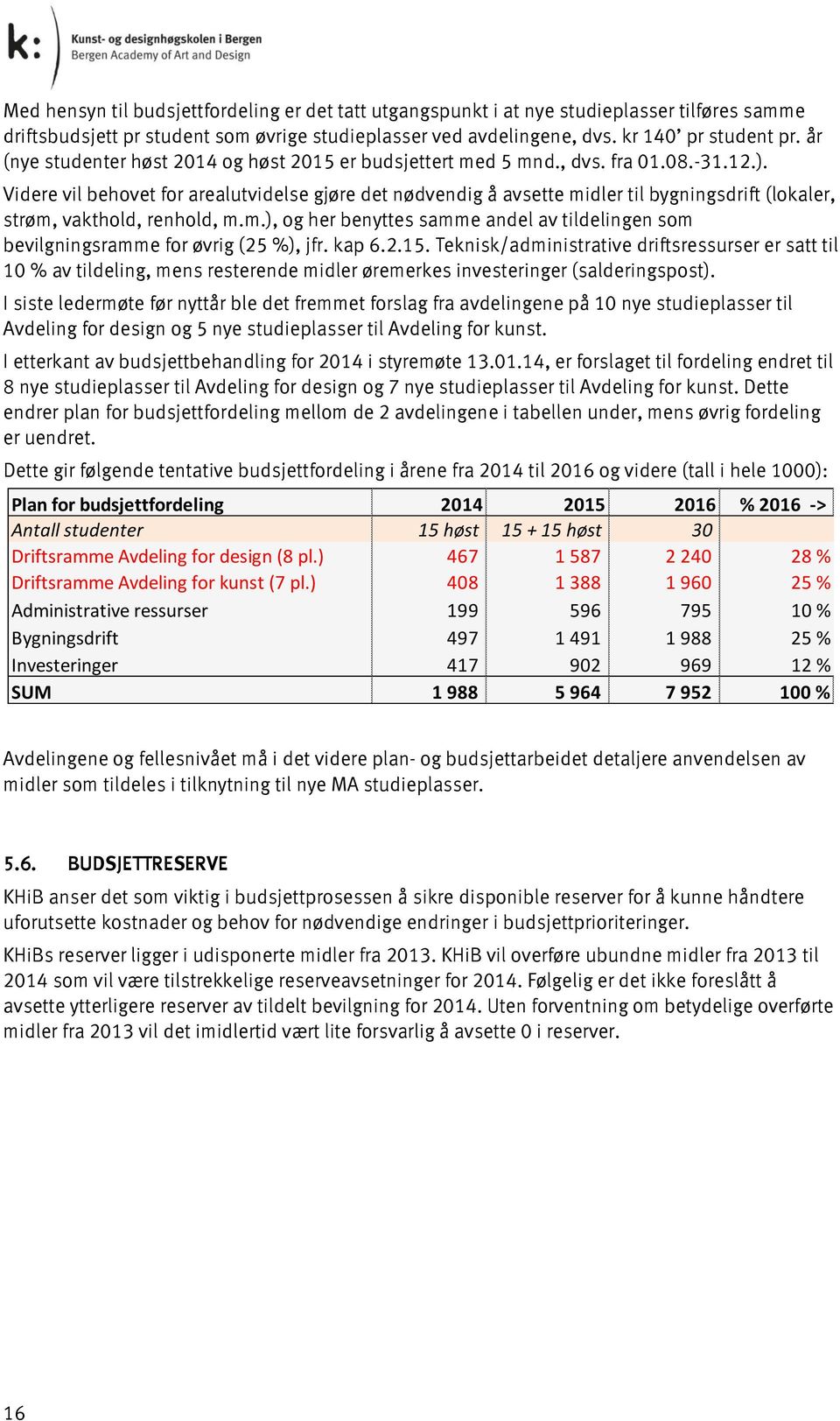 Videre vil behovet for arealutvidelse gjøre det nødvendig å avsette midler til bygningsdrift (lokaler, strøm, vakthold, renhold, m.m.), og her benyttes samme andel av tildelingen som bevilgningsramme for øvrig (25 %), jfr.