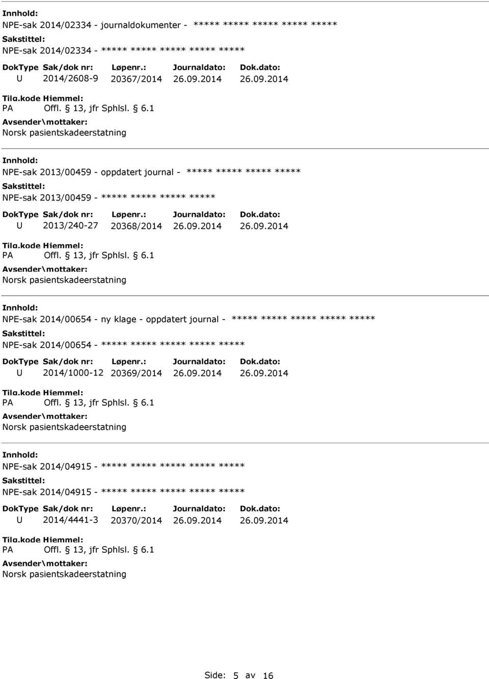 NE-sak 2014/00654 - ny klage - oppdatert journal - NE-sak 2014/00654-2014/1000-12