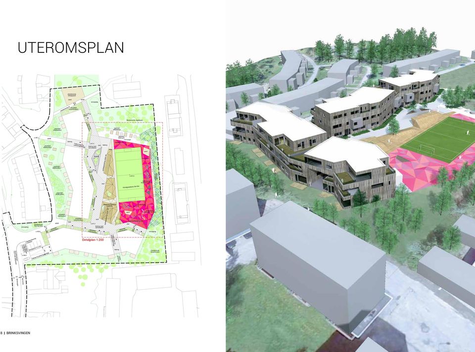 vegetasjon hvit singel sand benk/sitteplasser plantefelt (bærbusker) 97 2m 3,5m betong sykkelparkering under tak klatrestativ (rosenbusker) rt terrengvoll plantefelt c+97,3 sluk Kunstgressbane 33x18m