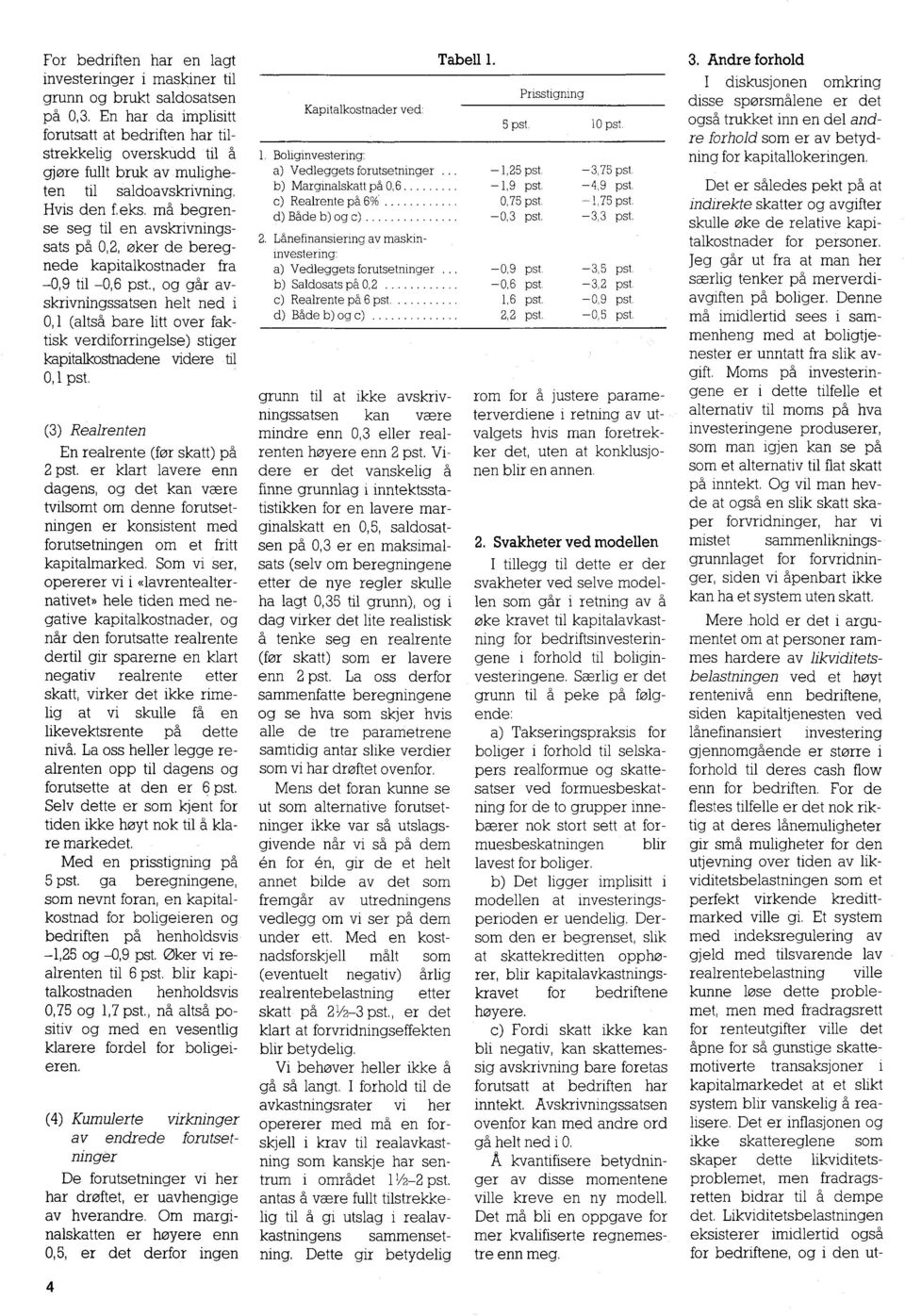 eks, må begrense seg til en avskrivningssats på 0,2, oker de beregnede kapitalkostnader fra -0,9 til -0,6 pst.