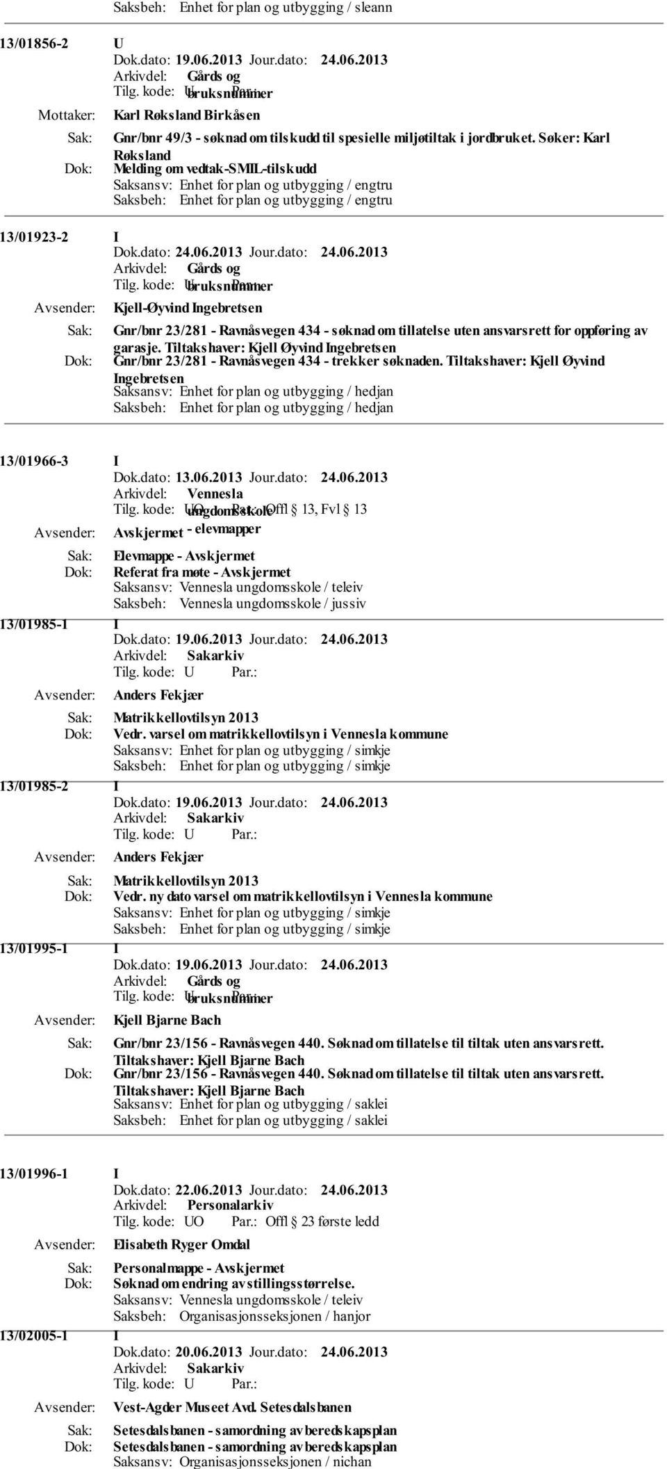 ansvarsrett for oppføring av garasje. Tiltakshaver: Kjell Øyvind Ingebretsen Gnr/bnr 23/281 - Ravnåsvegen 434 - trekker søknaden.