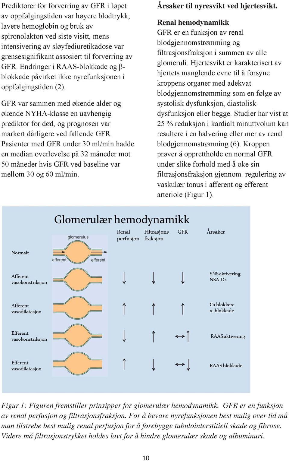 GFR var sammen med økende alder og økende NYHA-klasse en uavhengig prediktor for død, og prognosen var markert dårligere ved fallende GFR.