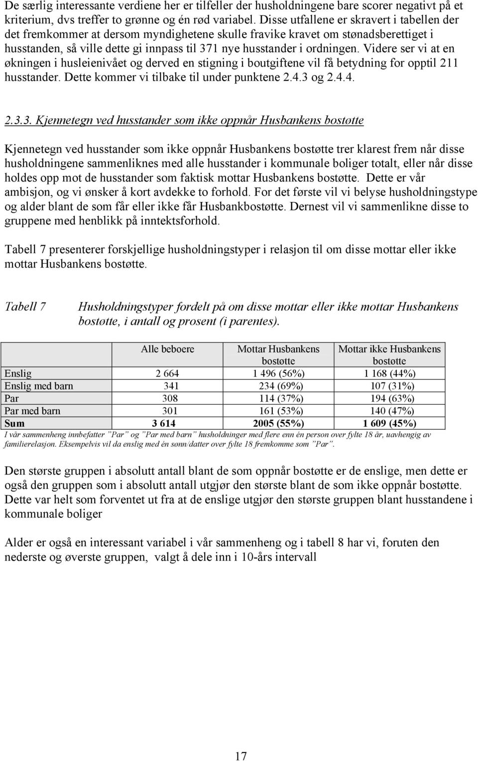 Videre ser vi at en økningen i husleienivået og derved en stigning i boutgiftene vil få betydning for opptil 211 husstander. Dette kommer vi tilbake til under punktene 2.4.3 