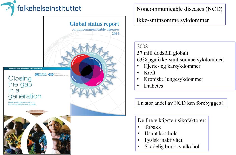 Kroniske lungesykdommer Diabetes En stor andel av NCD kan forebygges!