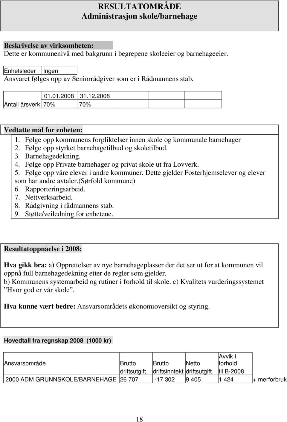 Følge opp kommunens forpliktelser innen skole og kommunale barnehager 2. Følge opp styrket barnehagetilbud og skoletilbud. 3. Barnehagedekning. 4.