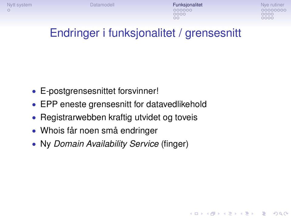 EPP eneste grensesnitt for datavedlikehold