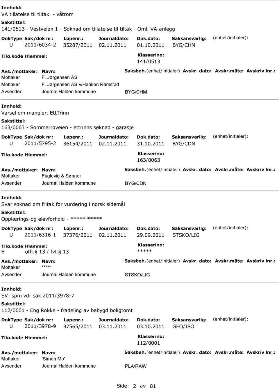 /mottaker: Navn: Saksbeh. Avskr. dato: Avskr.måte: Avskriv lnr.: Fuglevig & Sønner BYG/CDN Svar søknad om fritak for vurdering i norsk sidemål Opplærings-og elevforhold - 2011/6316-1 37376/2011 29.09.