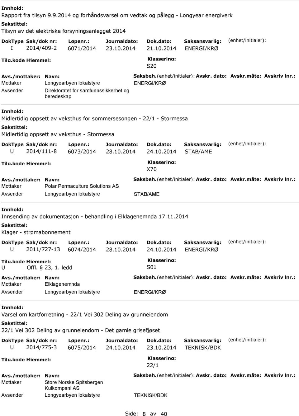 : vsender Direktoratet for samfunnssikkerhet og beredeskap Midlertidig oppsett av veksthus for sommersesongen - 22/1 - Stormessa Midlertidig oppsett av veksthus - Stormessa 2014/111-8 6073/2014