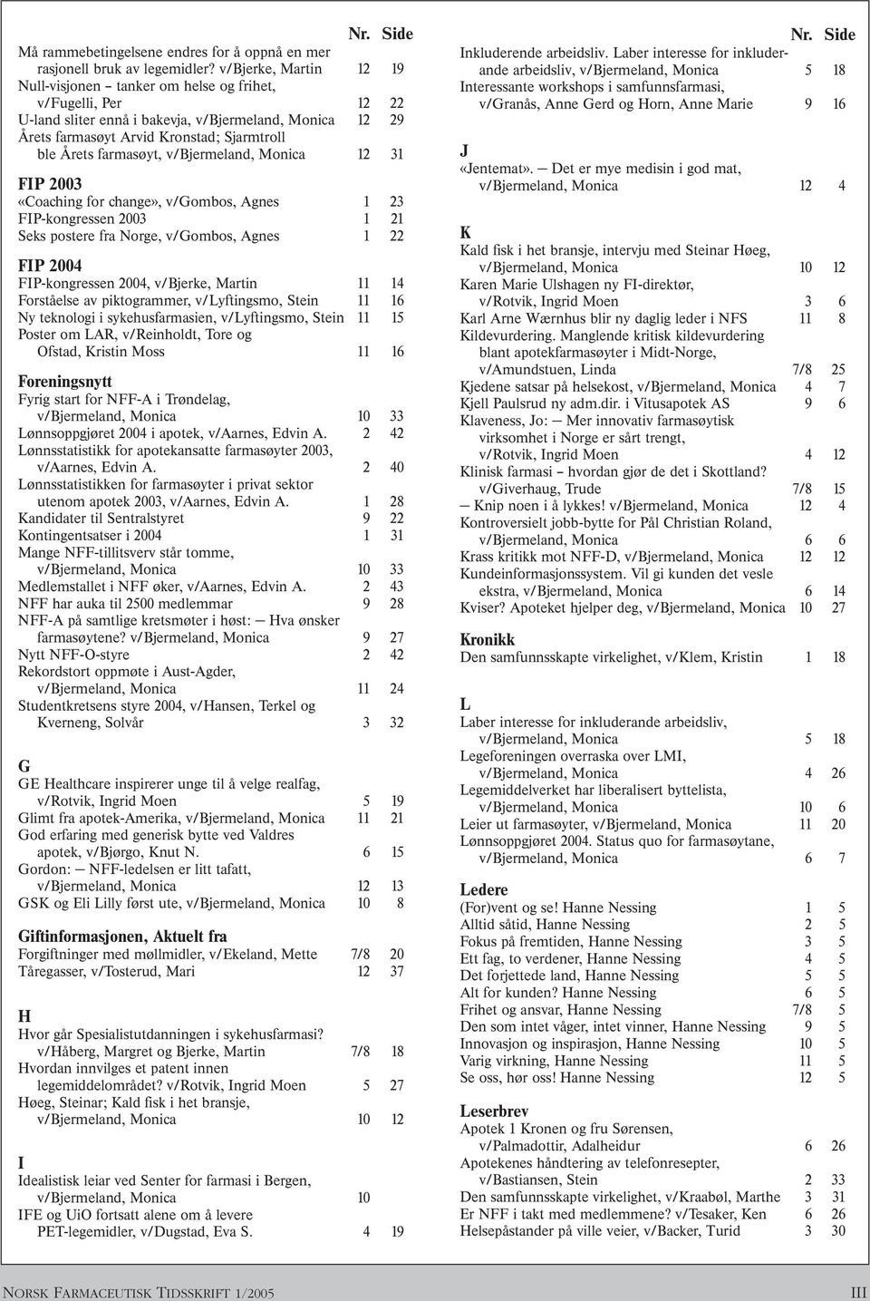 farmasøyt, v/bjermeland, Monica 12 31 FIP 2003 «Coaching for change», v/gombos, Agnes 1 23 FIP-kongressen 2003 1 21 Seks postere fra Norge, v/gombos, Agnes 1 22 FIP 2004 FIP-kongressen 2004,