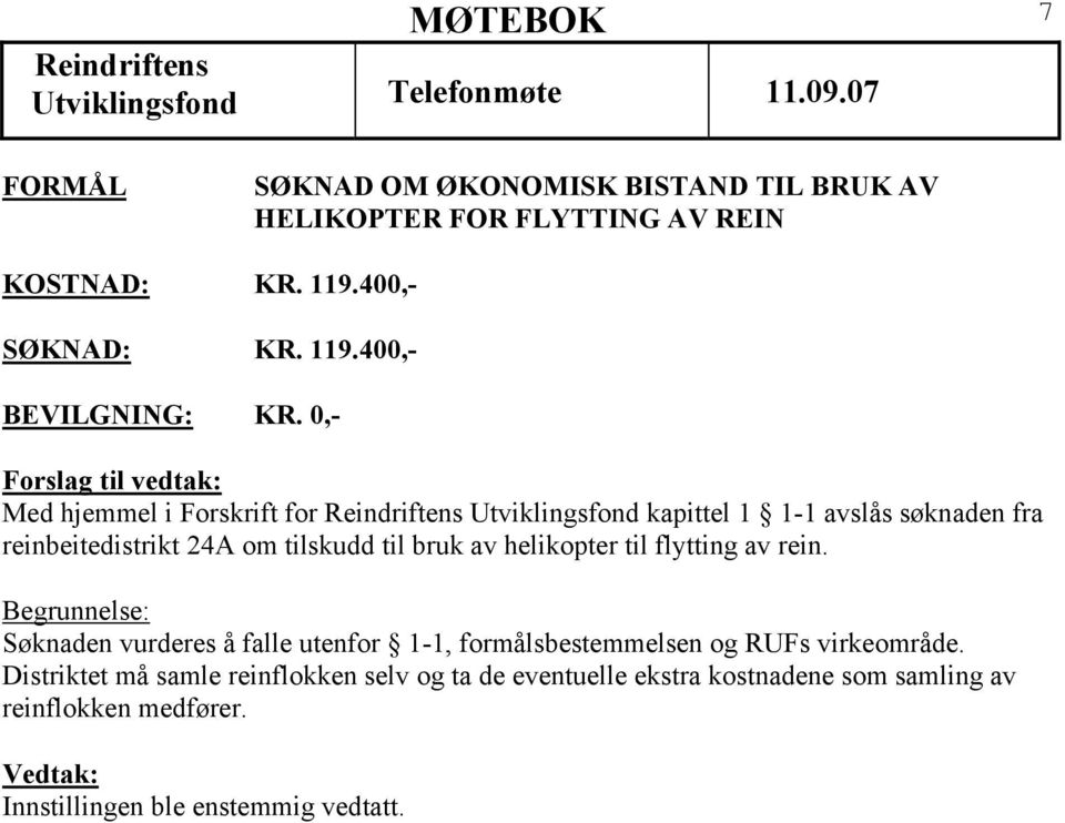 av helikopter til flytting av rein.