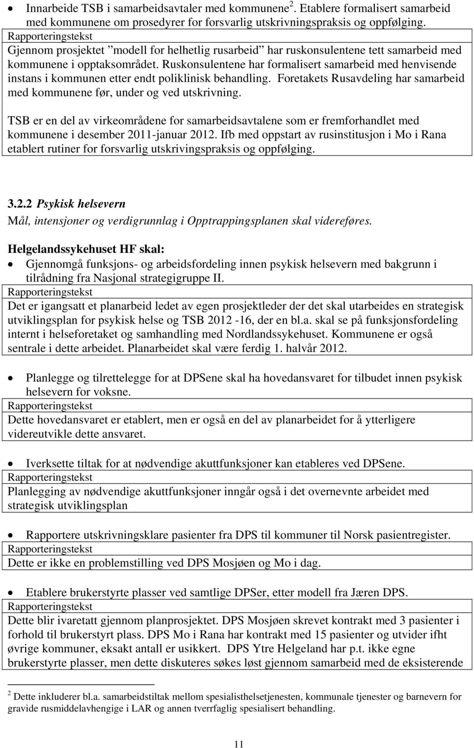 Ruskonsulentene har formalisert samarbeid med henvisende instans i kommunen etter endt poliklinisk behandling. Foretakets Rusavdeling har samarbeid med kommunene før, under og ved utskrivning.