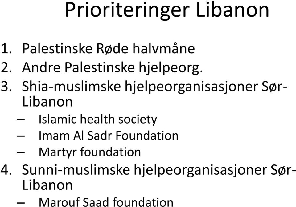 Shia-muslimske hjelpeorganisasjoner Sør- Libanon Islamic health