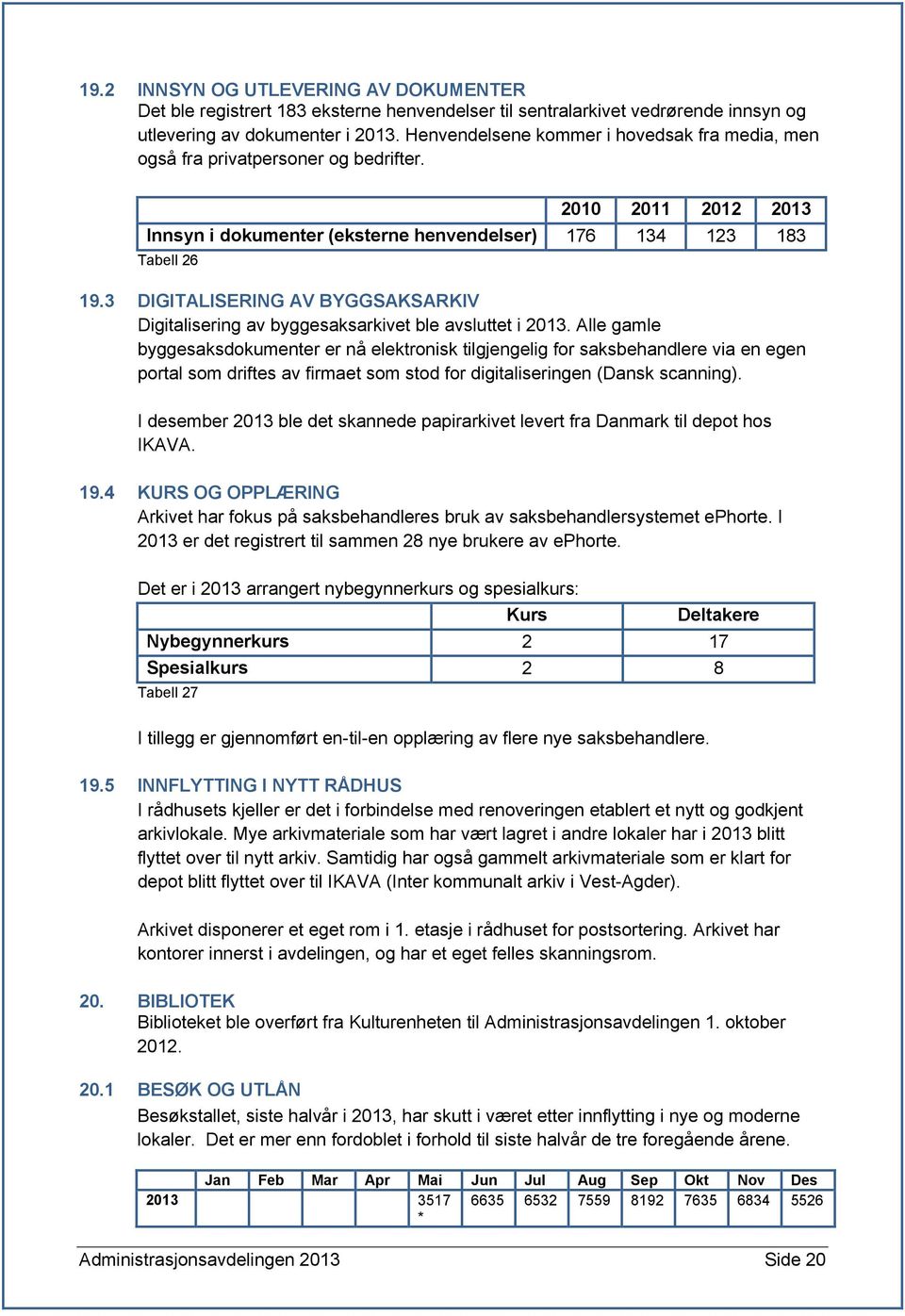 3 DIGITALISERING AV BYGGSAKSARKIV Digitalisering av byggesaksarkivet ble avsluttet i 2013.