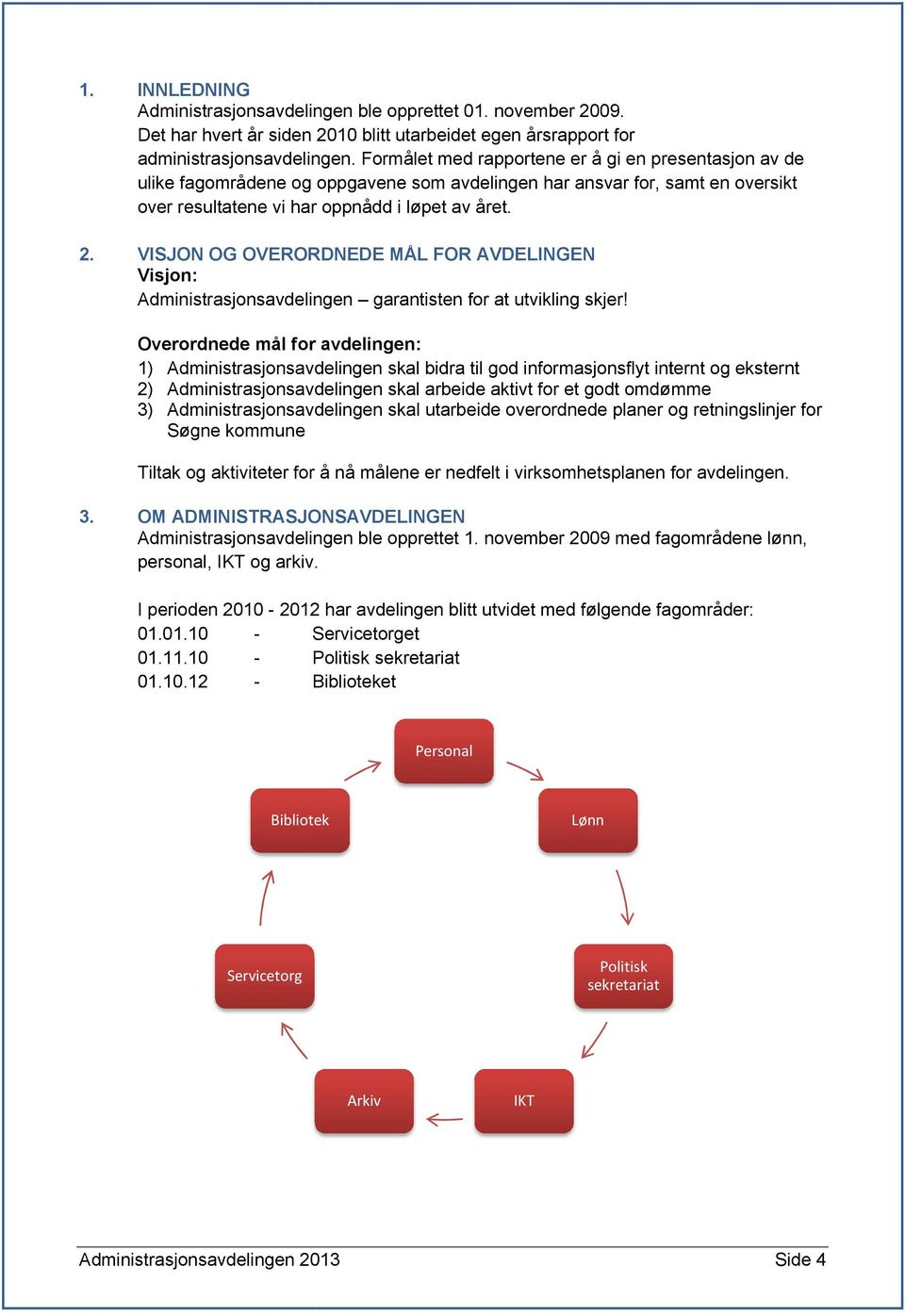 VISJON OG OVERORDNEDE MÅL FOR AVDELINGEN Visjon: Administrasjonsavdelingen garantisten for at utvikling skjer!