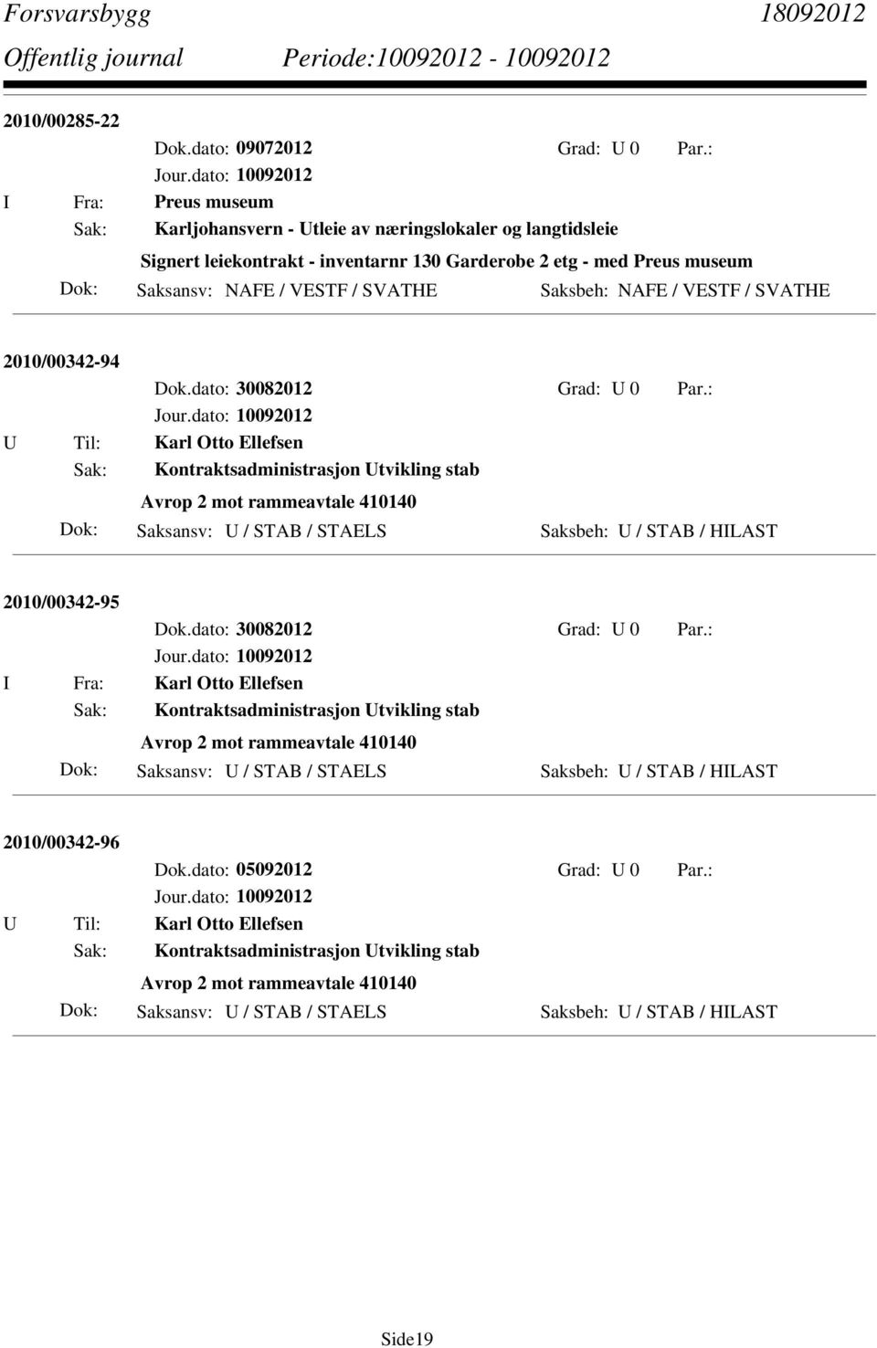 NAFE / VESTF / SVATHE 2010/00342-94 Dok.dato: 30082012 Grad: U 0 Par.