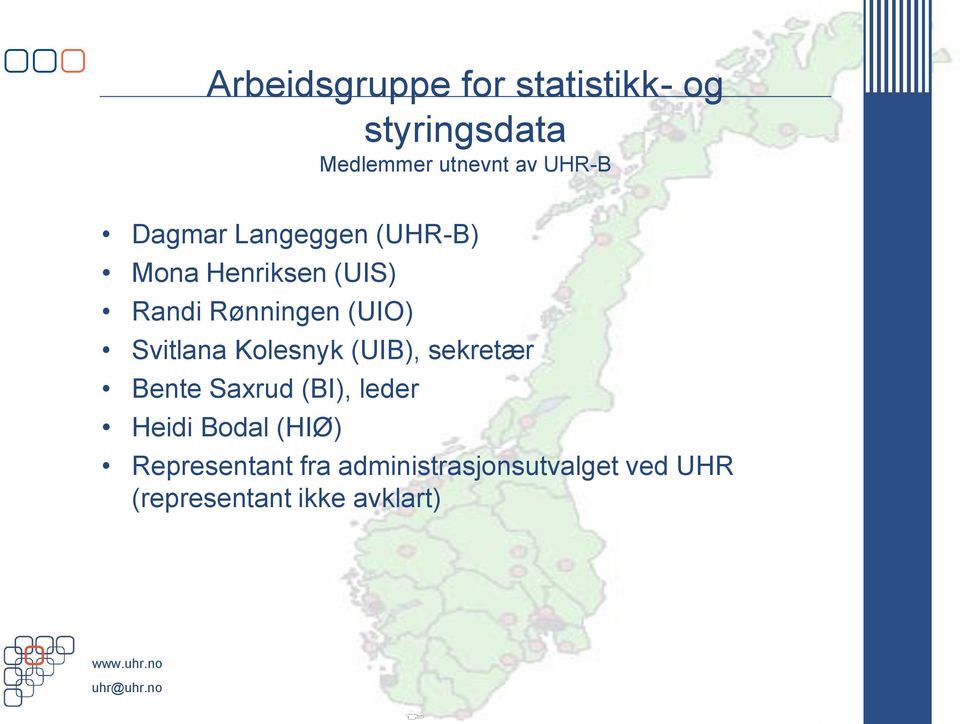 Svitlana Kolesnyk (UIB), sekretær Bente Saxrud (BI), leder Heidi Bodal