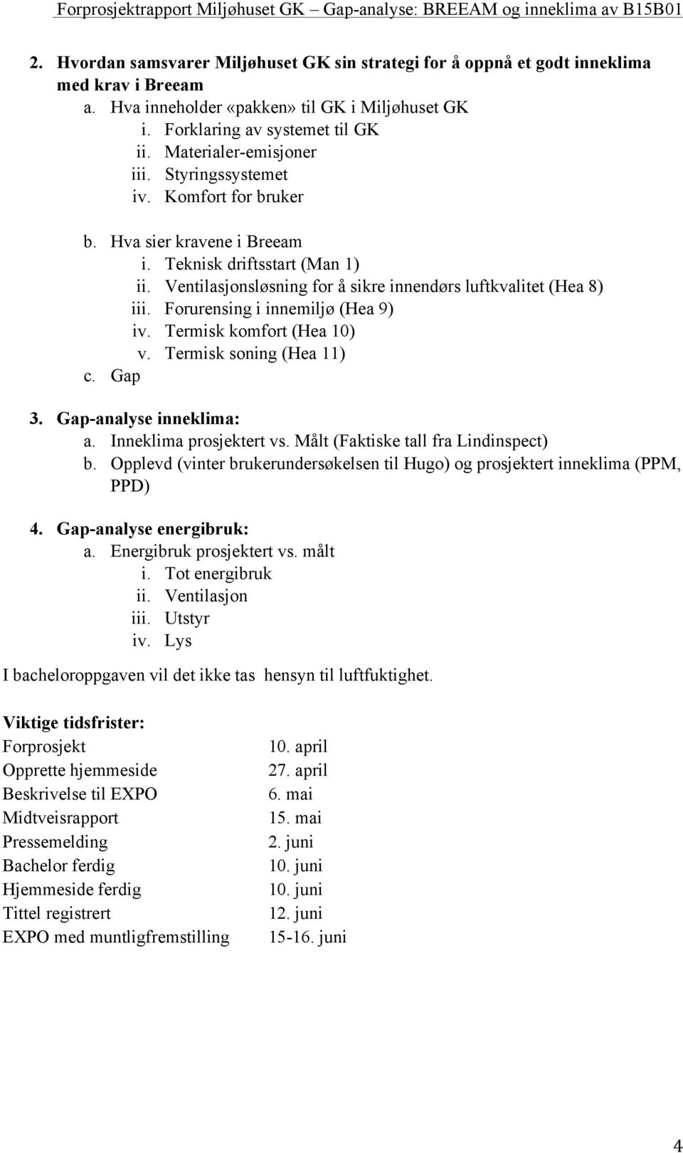 Forurensing i innemiljø (Hea 9) iv. Termisk komfort (Hea 10) v. Termisk soning (Hea 11) c. Gap 3. Gap-analyse inneklima: a. Inneklima prosjektert vs. Målt (Faktiske tall fra Lindinspect) b.