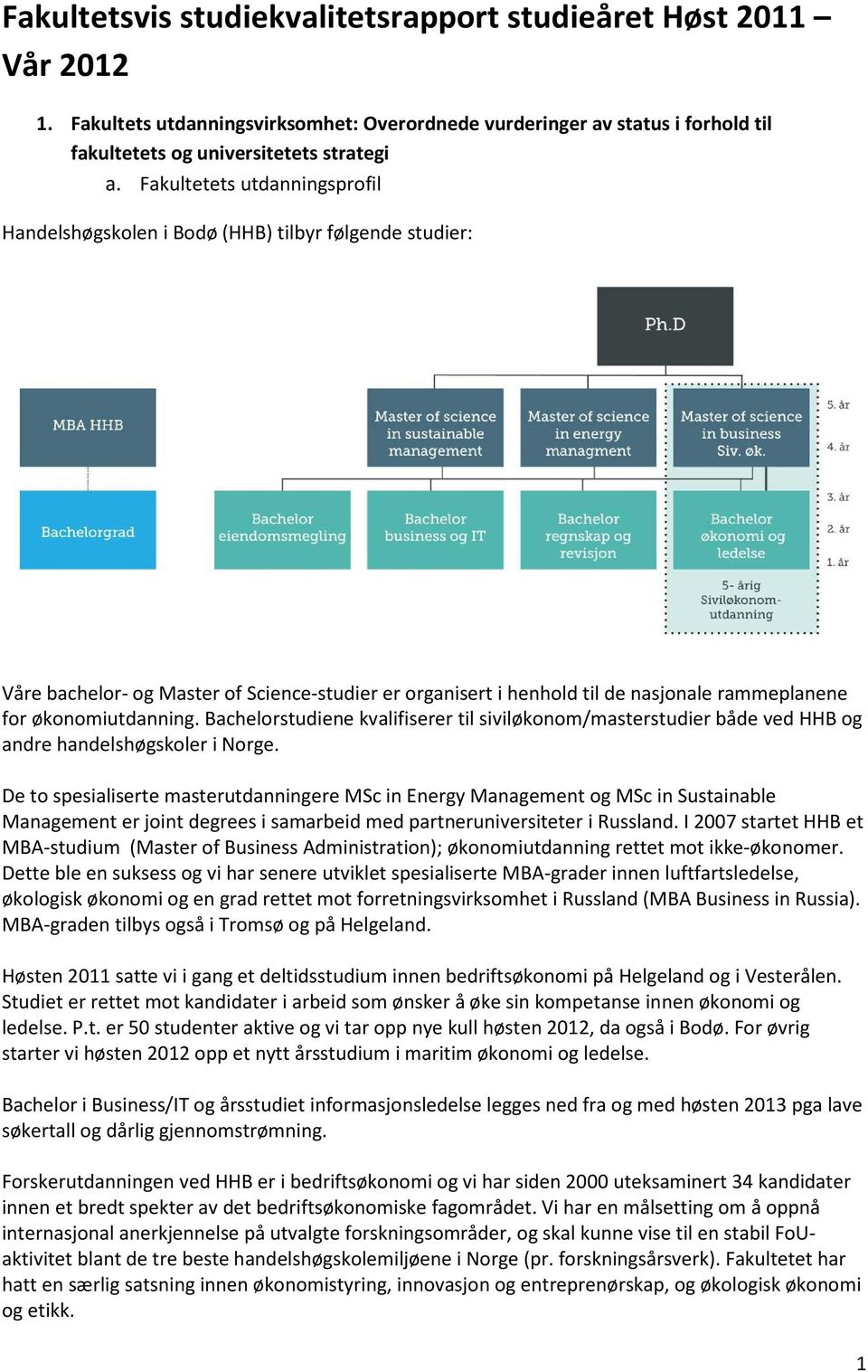 økonomiutdanning. Bachelorstudiene kvalifiserer til siviløkonom/masterstudier både ved HHB og andre handelshøgskoler i Norge.