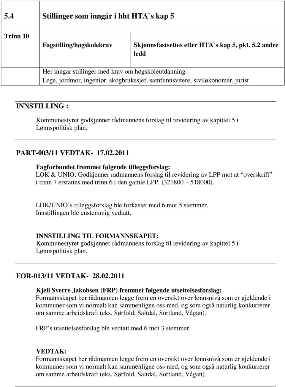 PART-003/11 VEDTAK- 17.02.