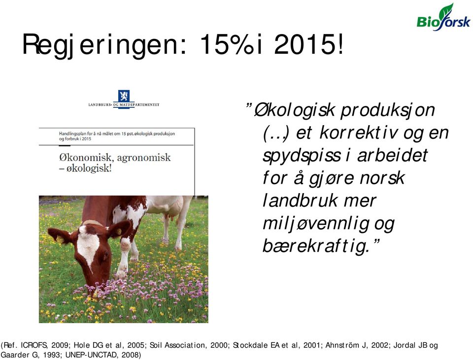 norsk landbruk mer miljøvennlig og bærekraftig. (Ref.