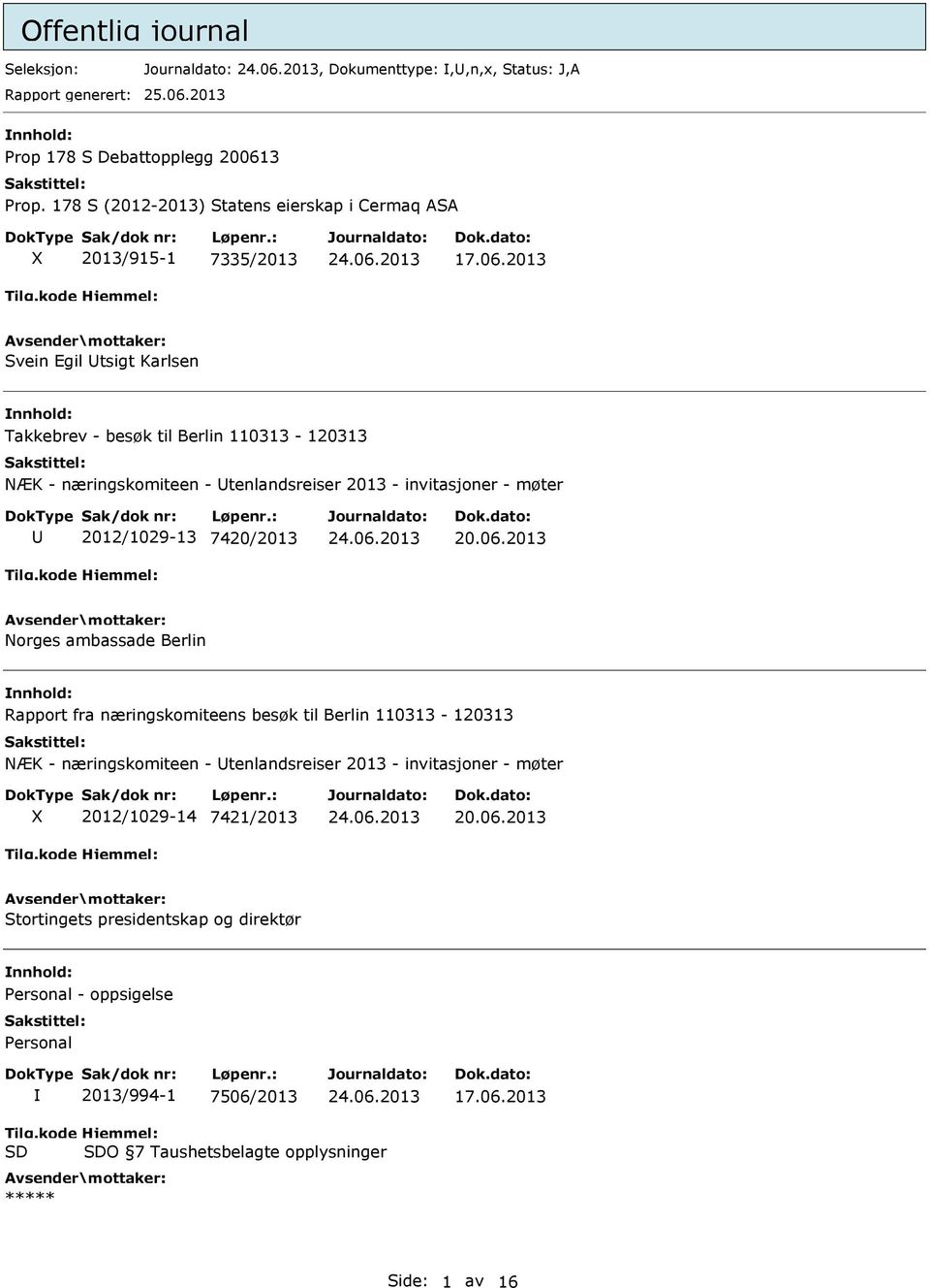 tenlandsreiser 2013 - invitasjoner - møter 2012/1029-13 7420/2013 20.06.