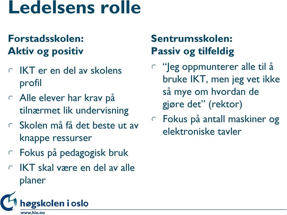 IKT skal være en del av alle planer Sentrumsskolen: Passiv og tilfeldig l Jeg oppmunterer alle til å bruke