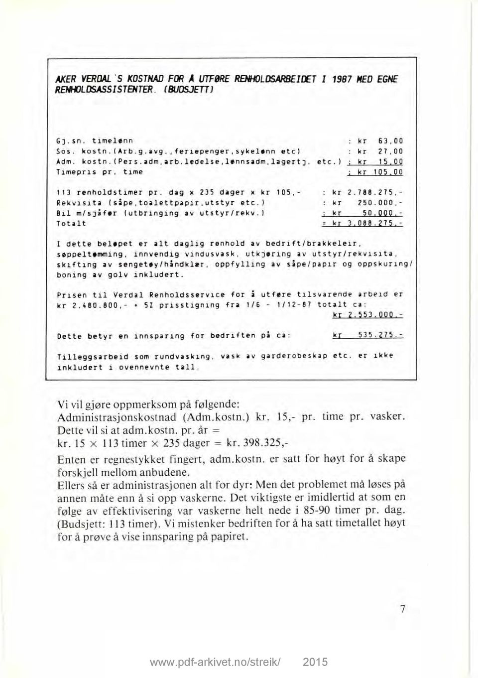 ) 8i1 m/sjåfør (utbringing av utstyr/rekv.) Totalt : kr 2.788.275,