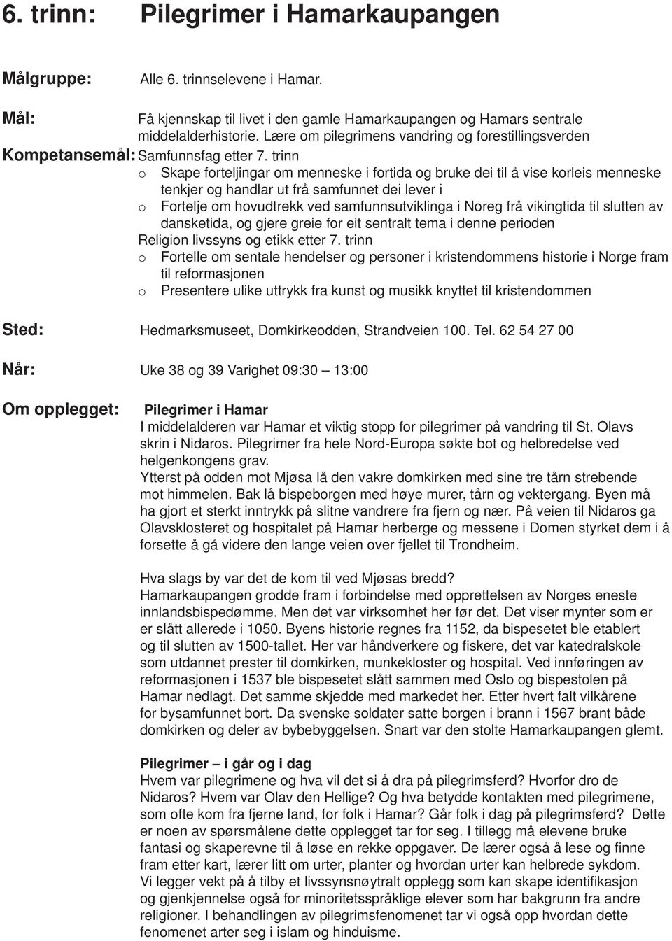 trinn o Skape forteljingar om menneske i fortida og bruke dei til å vise korleis menneske tenkjer og handlar ut frå samfunnet dei lever i o Fortelje om hovudtrekk ved samfunnsutviklinga i Noreg frå