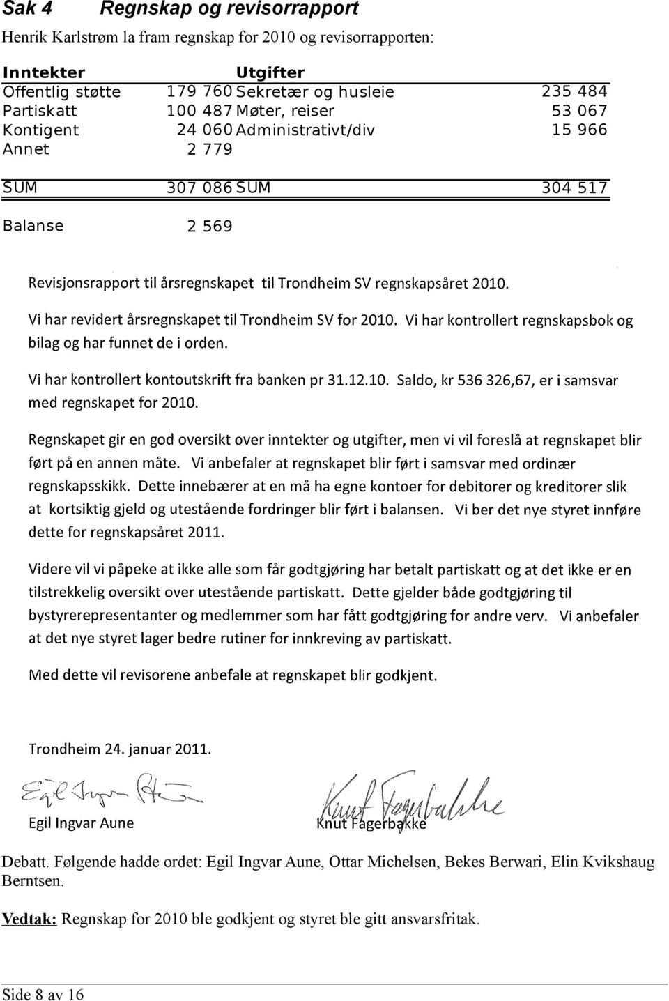 060 Administrativt/div 15 966 2 779 307 086 SUM 304 517 2 569 Debatt.