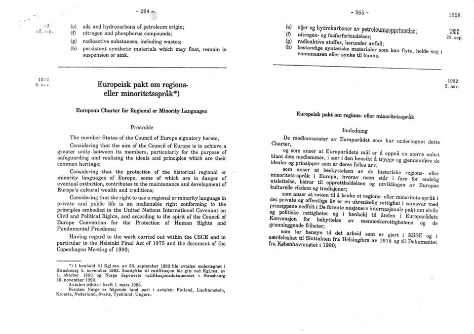 (e) oljer og hydrokarboner av petroleum opprinnelse; IM (f) nitrogen- og fosforforbindelser ; 22. sep.