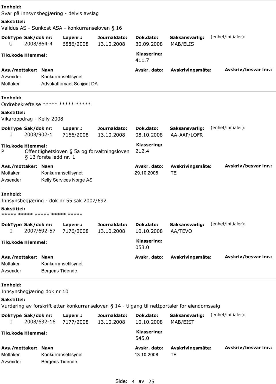 kode P Hjemmel: Offentlighetsloven 5a og forvaltningsloven 13 første ledd nr. 1 212.4 29.10.