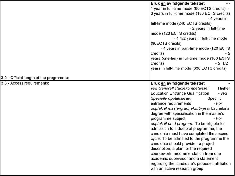 mode (330 ECTS credits) 3.2 - Official length of the programme: 3.