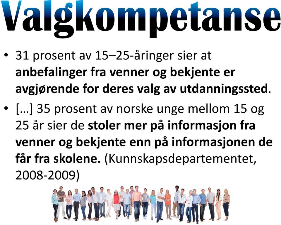 [ ] 35 prosent av norske unge mellom 15 og 25 år sier de stoler mer på