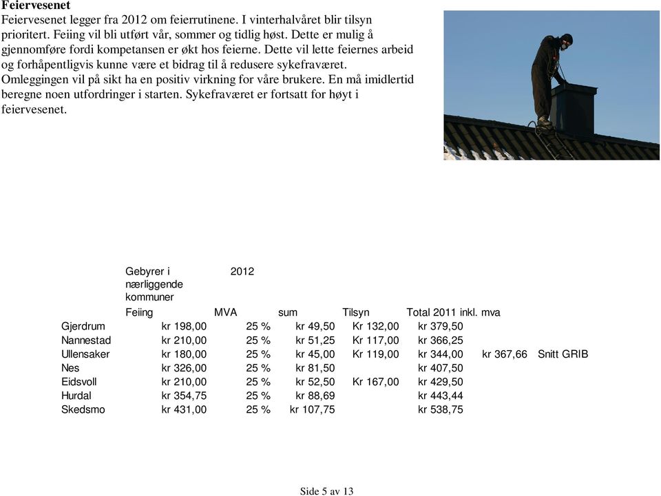 Omleggingen vil på sikt ha en positiv virkning for våre brukere. En må imidlertid beregne noen utfordringer i starten. Sykefraværet er fortsatt for høyt i feiervesenet.