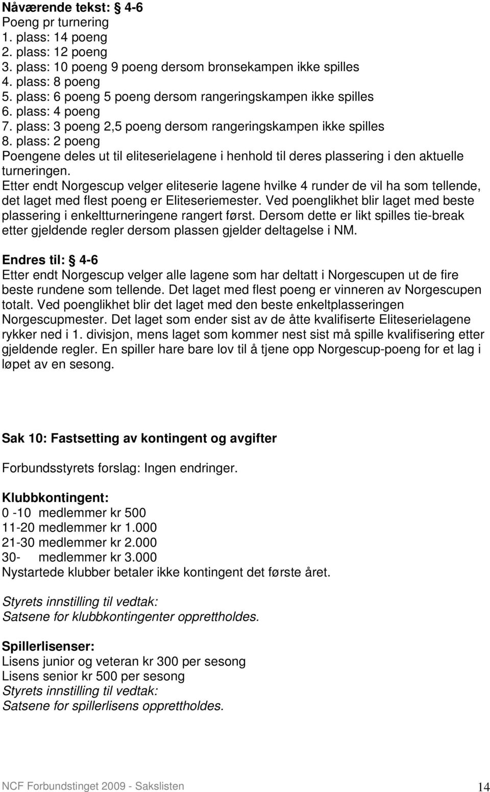 plass: 2 poeng Poengene deles ut til eliteserielagene i henhold til deres plassering i den aktuelle turneringen.