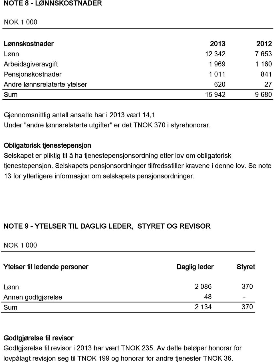 Obligatorisk tjenestepensjon Selskapet er pliktig til å ha tjenestepensjonsordning etter lov om obligatorisk tjenestepensjon. Selskapets pensjonsordninger tilfredsstiller kravene i denne lov.