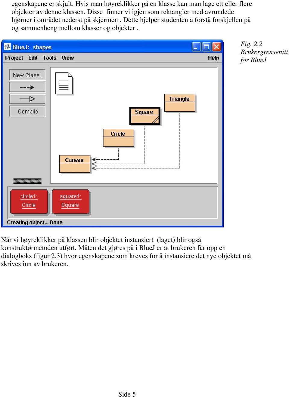 Dette hjelper studenten å forstå forskjellen på og sammenheng mellom klasser og objekter. Fig. 2.
