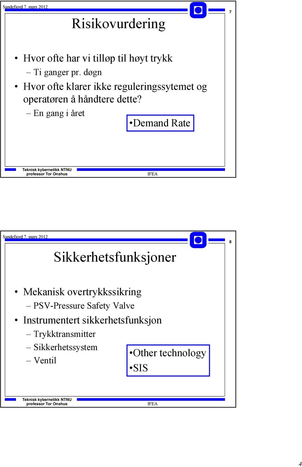 En gang i året Demand Rate Sikkerhetsfunksjoner 8 Mekanisk overtrykkssikring