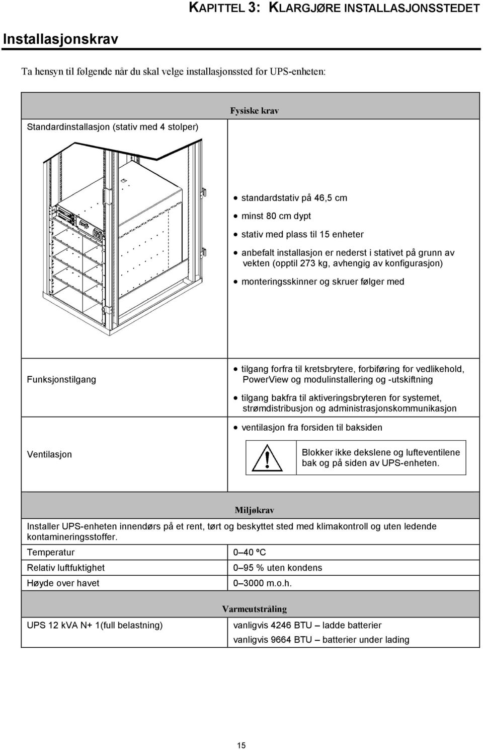 og skruer følger med Funksjonstilgang tilgang forfra til kretsbrytere, forbiføring for vedlikehold, PowerView og modulinstallering og -utskiftning tilgang bakfra til aktiveringsbryteren for systemet,